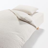 無印良品 綿 サッカー織 ボックスシーツ Ｓ １００×２００×１８‐２８ｃｍ用 ベージュ 良品計画