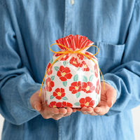 ヘッズ 和風PE巾着バッグ-S/つばき WA-BS1 1セット（1袋（20枚入）×10）