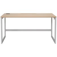 イオスコレクション リスム デスク W1400×D600 ナチュラル×ホワイト脚 2ヶ口コンセント付き RFFLD-1460NA-WL 1台（直送品）