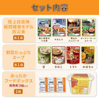 4種のおかずとスープセット 5年保存 非常食セット 惣菜 野菜スープ 保存食 防災食 HOTPLUS あったかフードボックス PEACEUP（直送品）