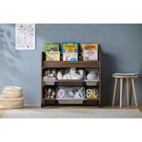 アイリスオーヤマ 絵本棚付 トイハウスラック 幅862×奥行348×高さ798mm ウォールナット 1台（直送品）