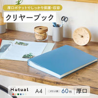 リヒトラブ Mutual クリヤーブック A4 60P ファイル 厚口ポケット スレートブルー N2402-11 1冊（直送品）