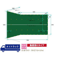 グリーンクロス トラックシート 7.5×3.7m 4tワイド適合 E-20W 1枚（直送品）