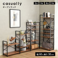 タマリビング カジュアリー オープンラック カジュアリー4段 幅600×奥行300×高さ1250mm ブラック/ブラウン 1台（直送品）