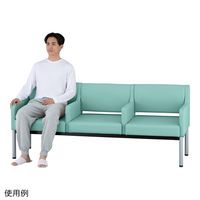 アズワン ロビーベンチ(肘置き付)1200×610×420×760mm キウイ ARE1200-G 1台 9-1552-03（直送品）