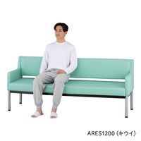 アズワン ロビーベンチ(両端ひじ置き付)1800×610×420×760mm キウイ ARES1800-G 1台 9-1551-03（直送品）