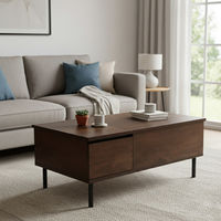 タマリビング リフティングテーブル 幅900×奥行500×高さ370～600mm ウォルナット 1台（直送品）