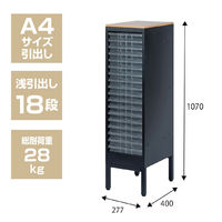 【軒先渡し】ナカバヤシ アバンテ・リネア フロアストレージ 浅18段 幅277×奥行400×高さ1070mm ブラック 1台（直送品）