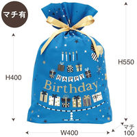 包む ギフト巾着バッグ バースデーウイッシュ 不織布 マチあり 幅400 TD023 1セット(1枚×2)（直送品）
