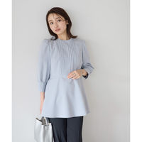 ボンマックス 八分袖チュニック丈ブラウス ブルー 15号 AUB4300 AUB4300-6-15G 1着（直送品）