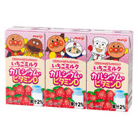 明治 それいけ！アンパンマンのいちごミルク カルシウム・ビタミンD 125ml 1セット（3本パック×24）