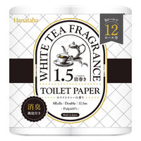 トイレットペーパー1.5倍パルプホワイトティーダブル 37.5ｍHanataba（花束）1箱（1パック（8ロール入）×8）丸富製紙