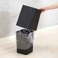 不二貿易 袋が隠せるゴミ箱 角形 ブラック 8L 429971 1個（直送品）