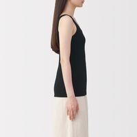 無印良品 レディース 婦人 リブ編みタンクトップ 婦人Ｓ 黒 良品計画