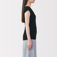 無印良品 レディース 婦人 フライス編みフレンチスリーブＴシャツ 婦人Ｓ 黒 良品計画