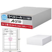 スリーエム ジャパン エーワン プリンタ兼用キレイにはがせるラベル A4判 12面 500シート 39003 1箱