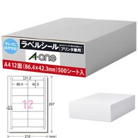 スリーエム ジャパン エーワン プリンタ兼用キレイにはがせるラベル A4判 12面 500シート 39002 1箱