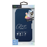 PGA iPhone 17 Pro用 ガラスフリップケース サフィアーノ調/ネイビー PG-25BGF03NV 1個（直送品）