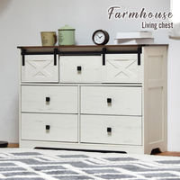 【軒先渡し】B.Bファニシング house スライドドア付きチェスト3段Farm ワイドタイプ ダークブラウン 1台（直送品）