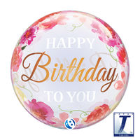 490mmバブルバルーンBIRTHDAY TO YOU PINK PEONIES 0201444016 1セット(10枚入)（直送品）
