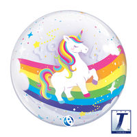 490mmバブルバルーン00007:BIRTHDAYRAINBOWUNICORN 0201444005 1セット(10枚入)（直送品）