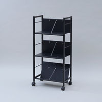 YAMAZEN ファイルワゴン 収納ラック 3段 スチール棚 A4対応 キャスター付き MFRW-S3(MBK) 1台（直送品）