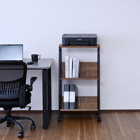 YAMAZEN ファイルワゴン 収納ラック 2段 上棚付き 木製棚 A4対応 キャスター付き MFRW-W2T(ABR/SBK) 1台（直送品）