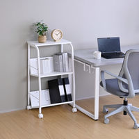 YAMAZEN ファイルワゴン 収納ラック 2段 上棚付き 木製棚 A4対応 キャスター付き MFRW-W2T(EWH/MWH) 1台（直送品）