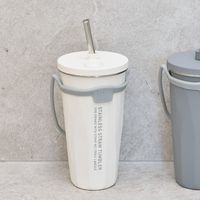 保温保冷 ステンレスストロータンブラー 460ml アイボリー LAKOLE/ラコレ