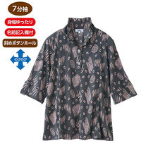 ケアファッション 7分袖斜め釦ホールチュニック チャコール M~L W0182063311 1着（直送品）