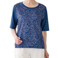 ケアファッション カットレースプリントアンサンブル ネイビー M W018217471 1着（直送品）