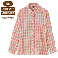 ケアファッション 格子柄楊柳シャツブラウス グレー M W0182175311 1着（直送品）