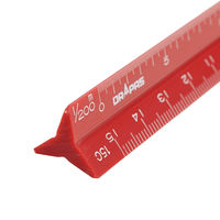 ドラパス DR カラー三角スケール 15cm 赤 【製図器シリーズ】 16242 1個（直送品）