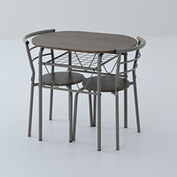 YAMAZEN ダイニング 3点セット テーブル&チェア 収納棚付き 省スペース コンパクト BDS-3(DOK/GG) 1セット（直送品）