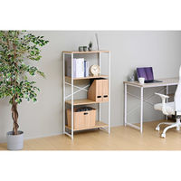 YAMAZEN スチール収納ラック 木製棚板 4段 アイアンラック スチールラック RAR-12604(NA/SWH) 1台（直送品）