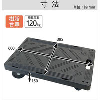 浅香工業 静プラ平台車 4輪自在 85ミリ #182681 1台（直送品）