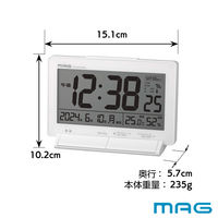 ノア精密 目覚まし時計 タイムチャイム 電波時計 デジタル時計 MAG 温湿度計付き 482118 1個（直送品）