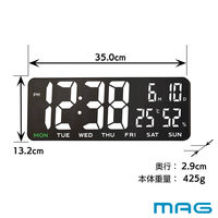 ノア精密 置き時計 ホワイトアワー 置掛兼用 デジタル時計 LED MAG 温湿度計付き 482116 1個（直送品）