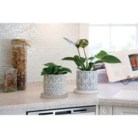 デルキ 植木鉢 グリッグポット 受け皿付き 唐草模様×ベージュ 484600 1個（直送品）