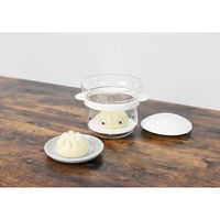 逸品社 電子レンジ用炊飯器 1~2合 ぎゅっとおにぎりさん ガラスのレンジご飯釜 ホワイト 490880 1個（直送品）