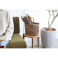 クレエ かご アラログ ループ編み オーバル バスケット 幅30cm ラタン 494383 1個（直送品）