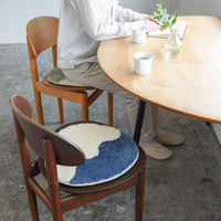 クレエ チェアパッド キャンパスタフトチェアパッドウェーブ 洗える ブルー 495589 1個（直送品）