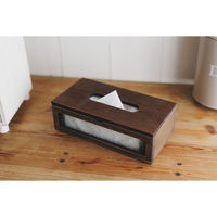 アビテ ティッシュケース フローラティッシュケース 木製 ガラス ブラウン 495606 1個（直送品）