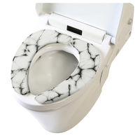 ヨコズナクリエーション 便座クッション さらふわ マーブル柄 ホワイト 495785 1個（直送品）