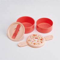 スケーター 弁当箱 500ml 丸型ランチボックス2段 キティパステル水彩花柄 497501 1個（直送品）