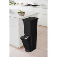 新輝合成 ゴミ箱 36L 2段 ネオカラー分別スリムペダル ブラック 498737 1個（直送品）