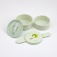 スケーター 弁当箱 500ml 丸型ランチボックス2段 お茶犬リョク 497499 1個（直送品）