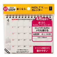 日本能率協会マネジメントセンター 【2026年4月版】 NOLTYカレンダー卓上 A6横 日曜始まり U229 1冊（直送品）