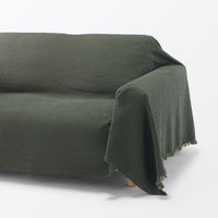 無印良品 綿洗いざらしワッフル織多用布 １８０×２６０ｃｍ ダークグリーン 良品計画