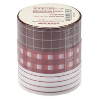 無印良品 マスキングテープ ３本組 赤系 約幅１５ｍｍ×長さ６ｍ 1セット（1個（3本組）×2） 良品計画